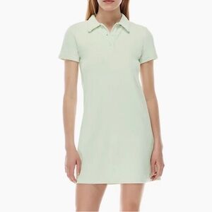 Aritzia TNA Yale Dress - Brushed Green- Terrycloth Polo Mini Dress